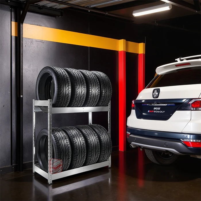 Стеллаж для хранения 8 колес и шин фото в интерьере - СтеллажМастер
