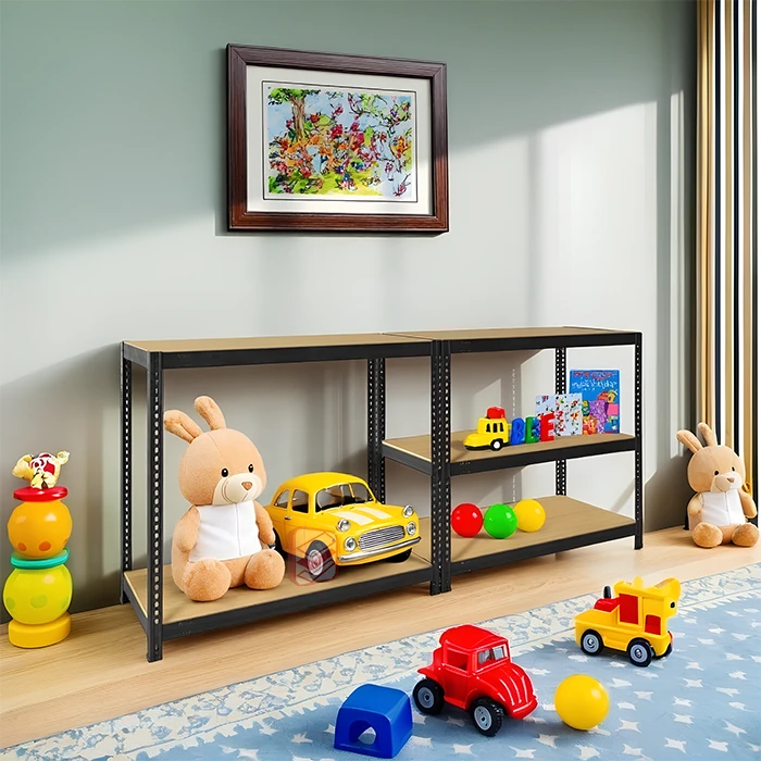 Стеллаж металлический в детской комнате с игрушками - фото Стеллажин